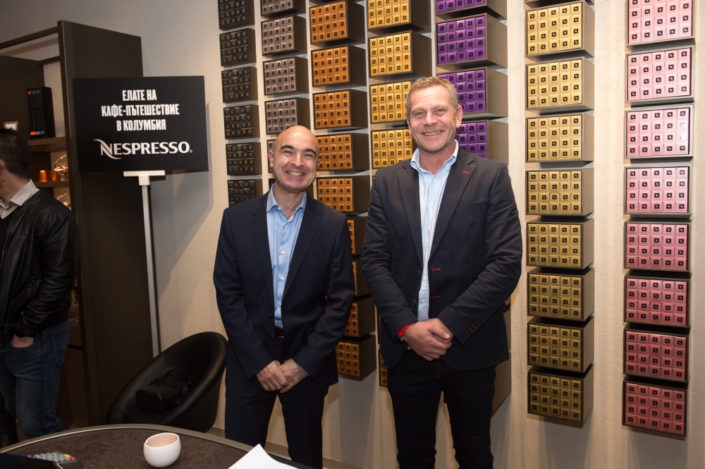 Симеон Горанов, национален мениджър на официалния вносител на Nespresso и Юлиан Вергов
